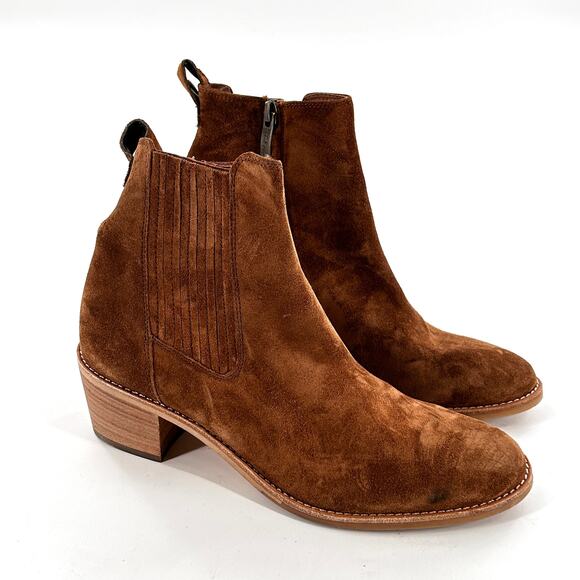 Paul Green Women Sante Western Cowboy Italian Brown Suede Boots size 7 - Picture 2 of 9